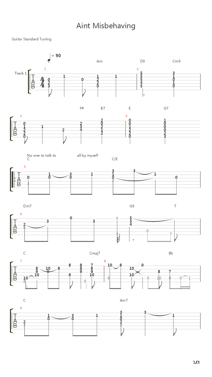 Aint Misbehavin吉他谱