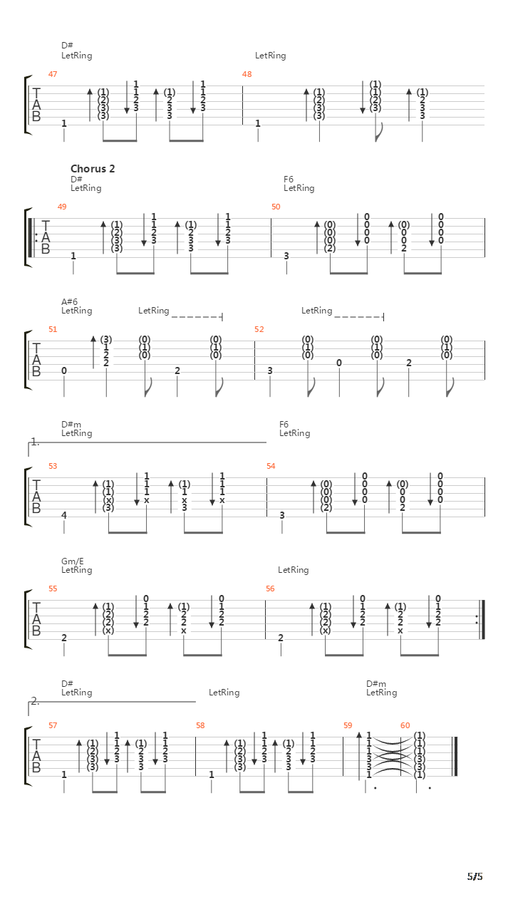 Between The Bars吉他谱