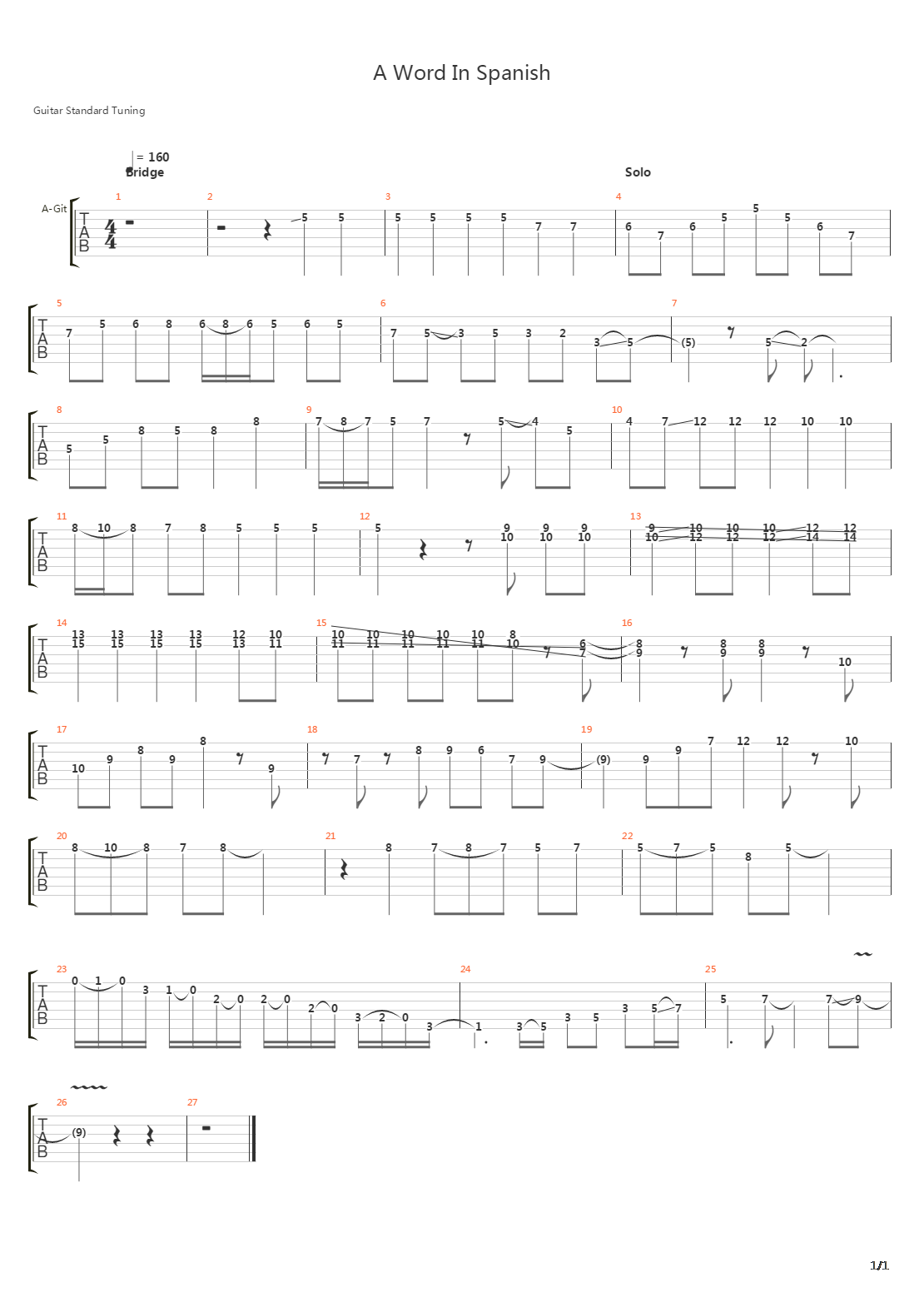 A Word In Spanish吉他谱
