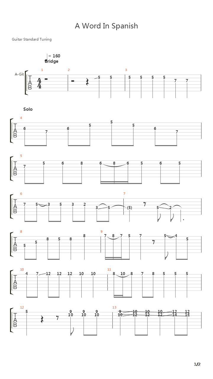 A Word In Spanish吉他谱