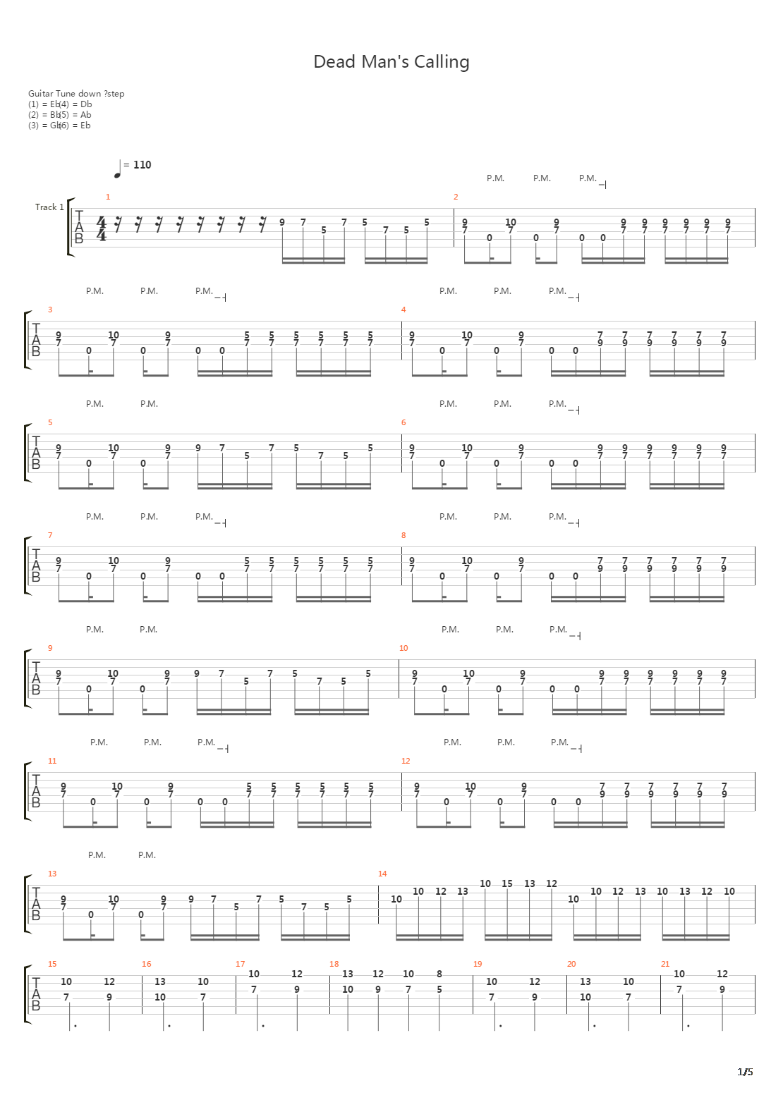 Dead Mans Calling吉他谱