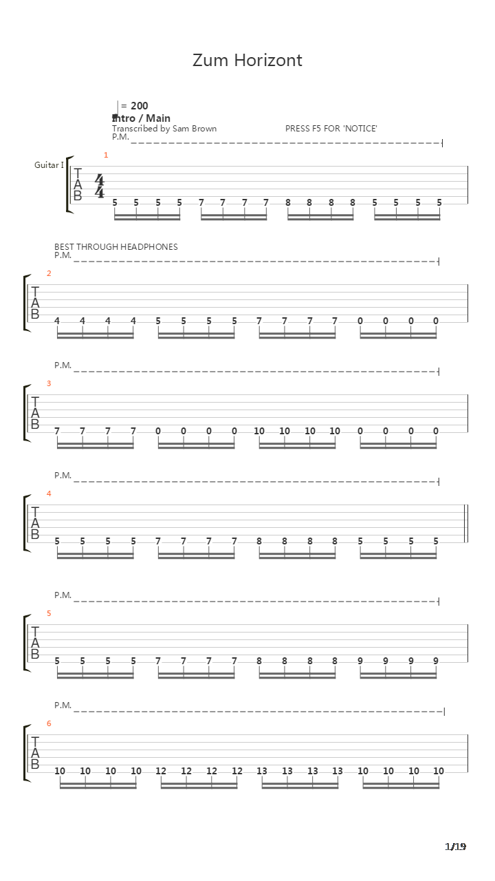 Zum Horizont吉他谱