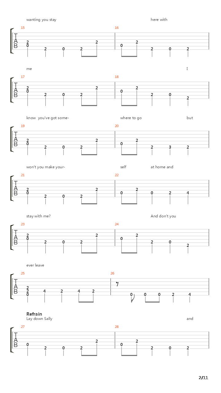 Lay Down Sally吉他谱