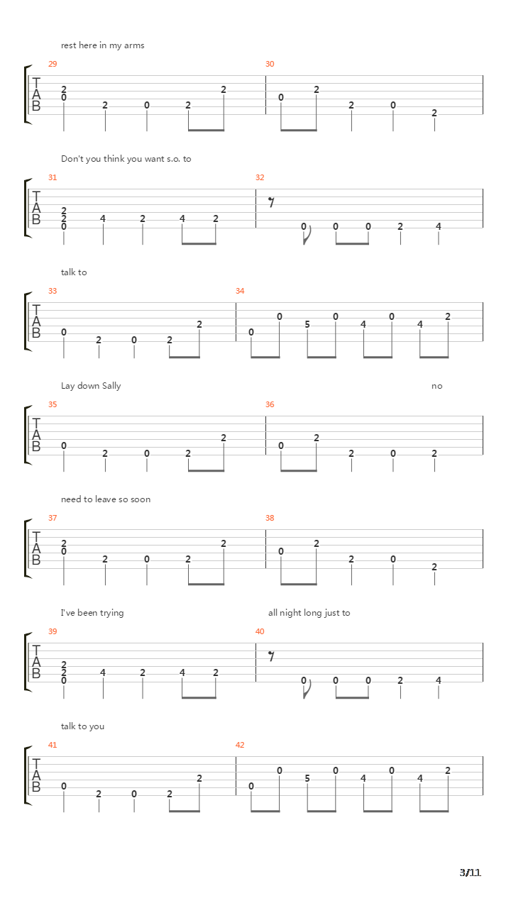 Lay Down Sally吉他谱