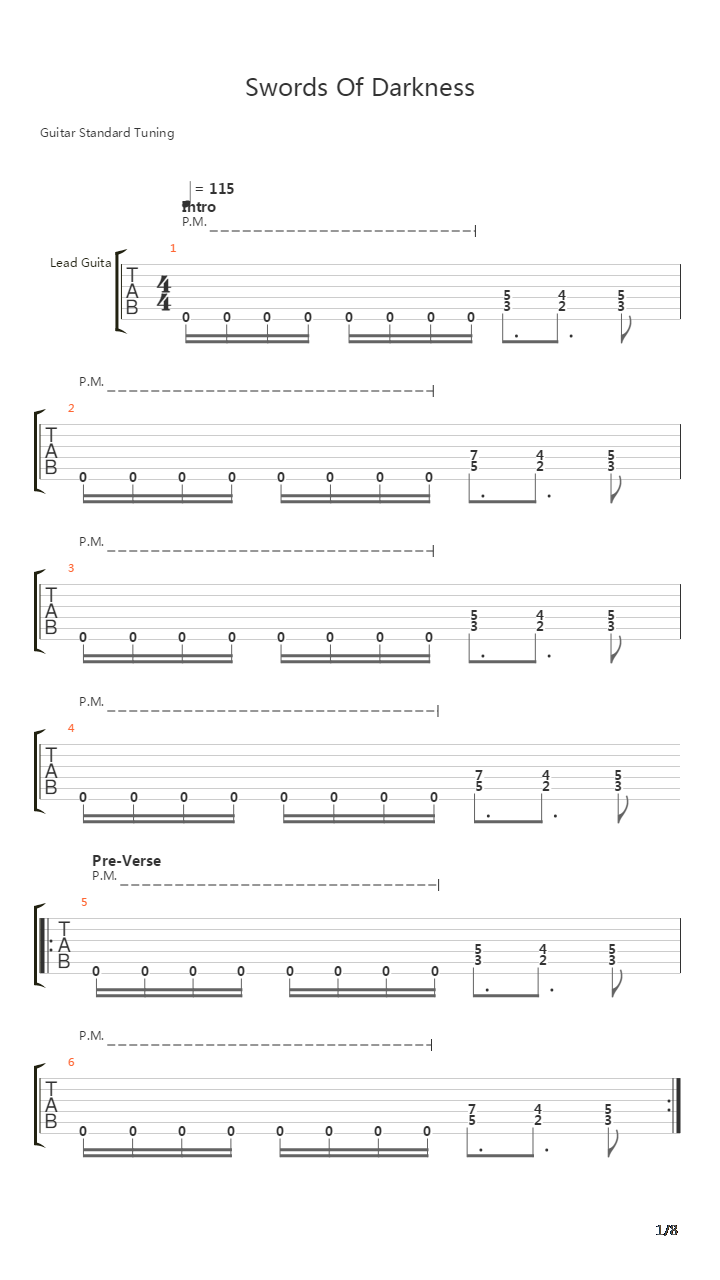Swords Of Darkness吉他谱