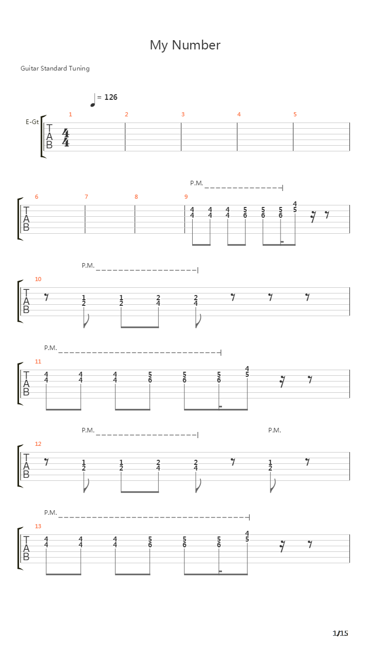 My Number吉他谱
