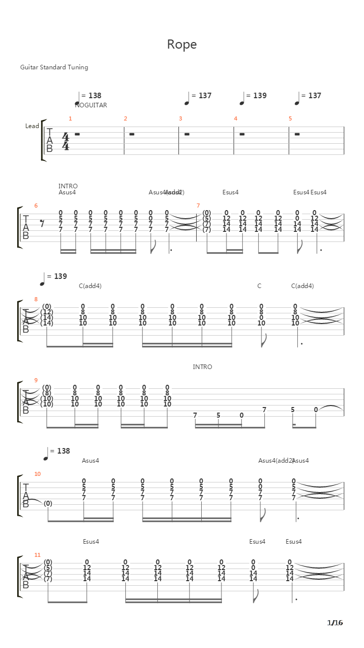 Rope吉他谱