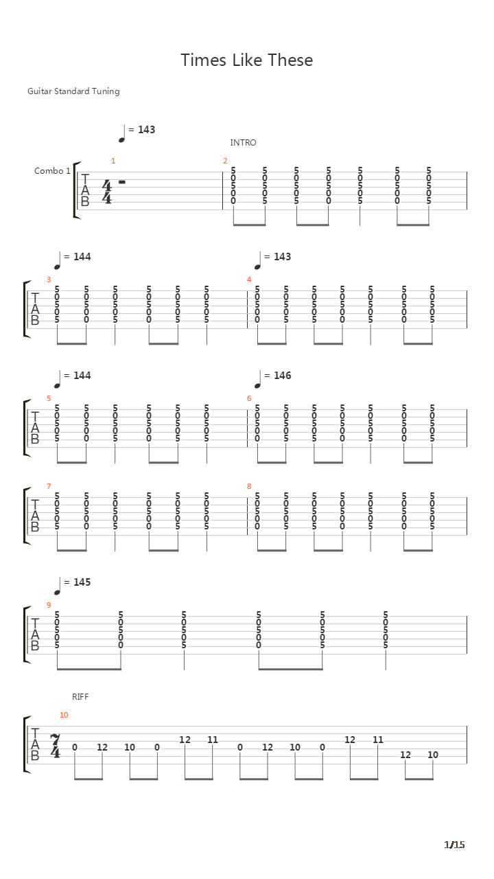 Times Like These吉他谱