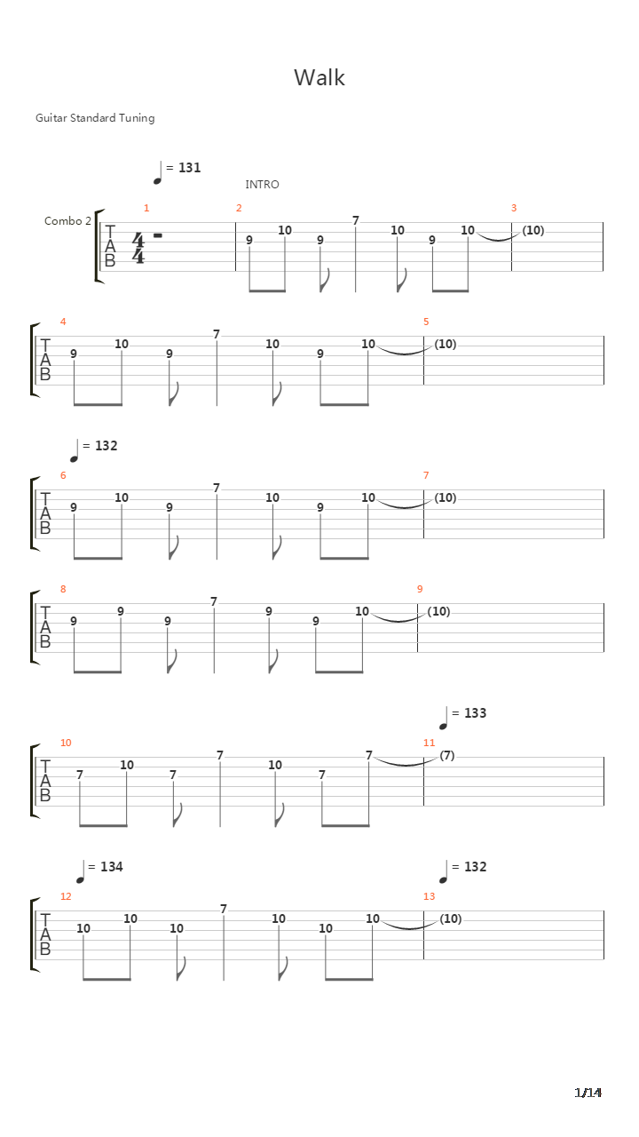 Walk吉他谱