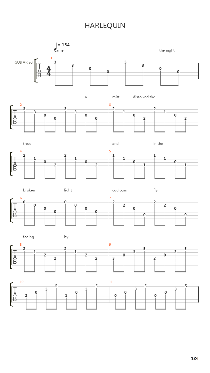 Harlequin吉他谱