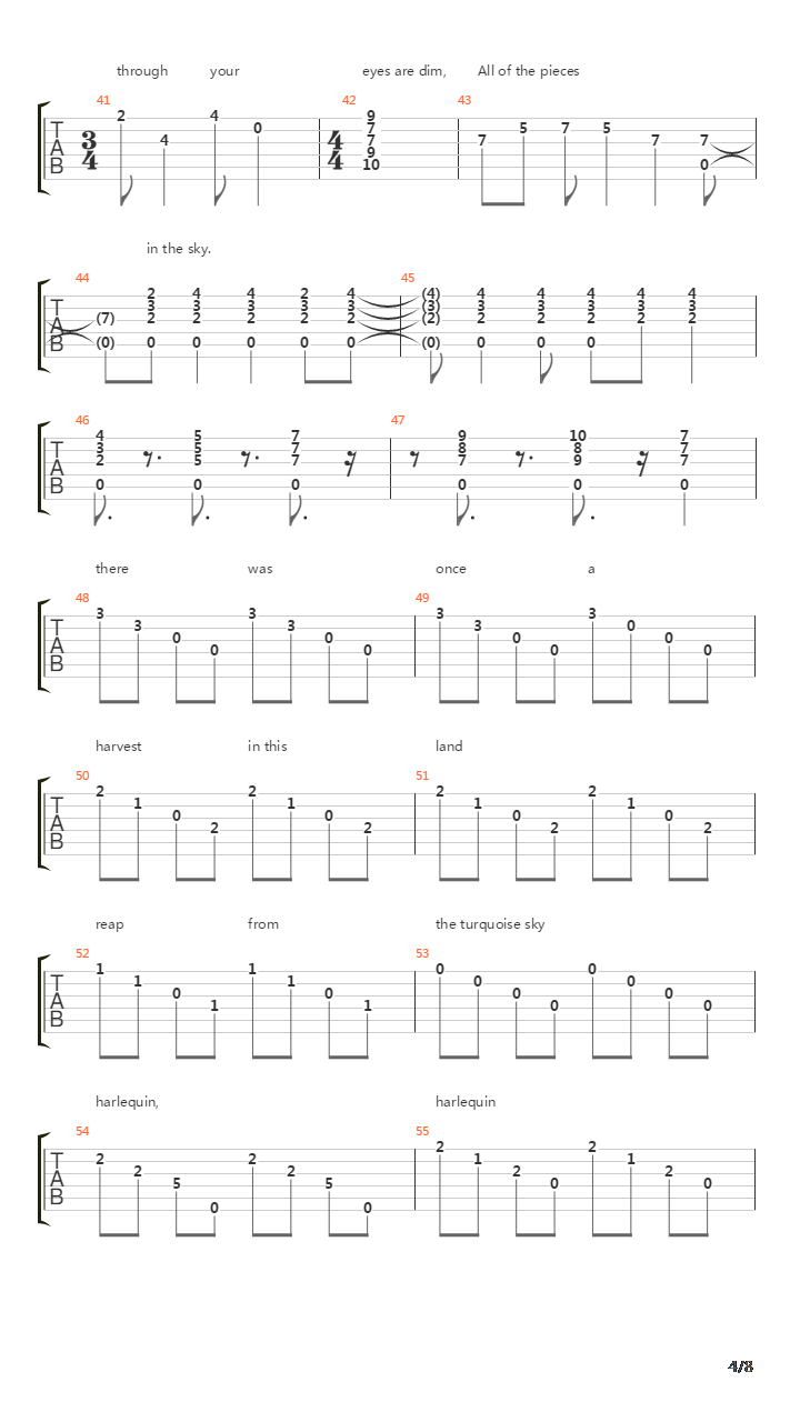 Harlequin吉他谱