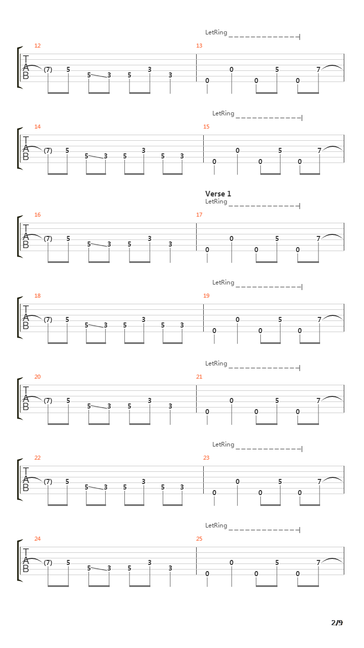 Turning To Stone吉他谱