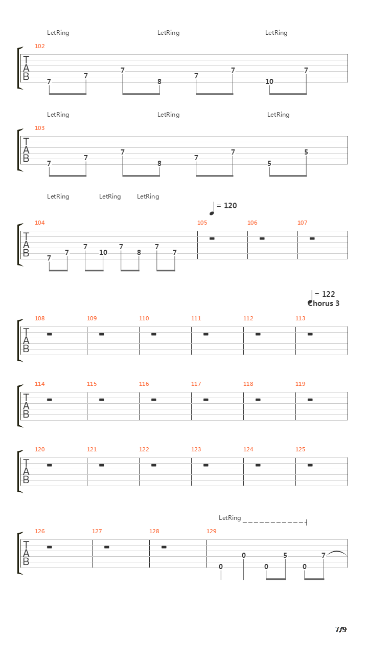 Turning To Stone吉他谱