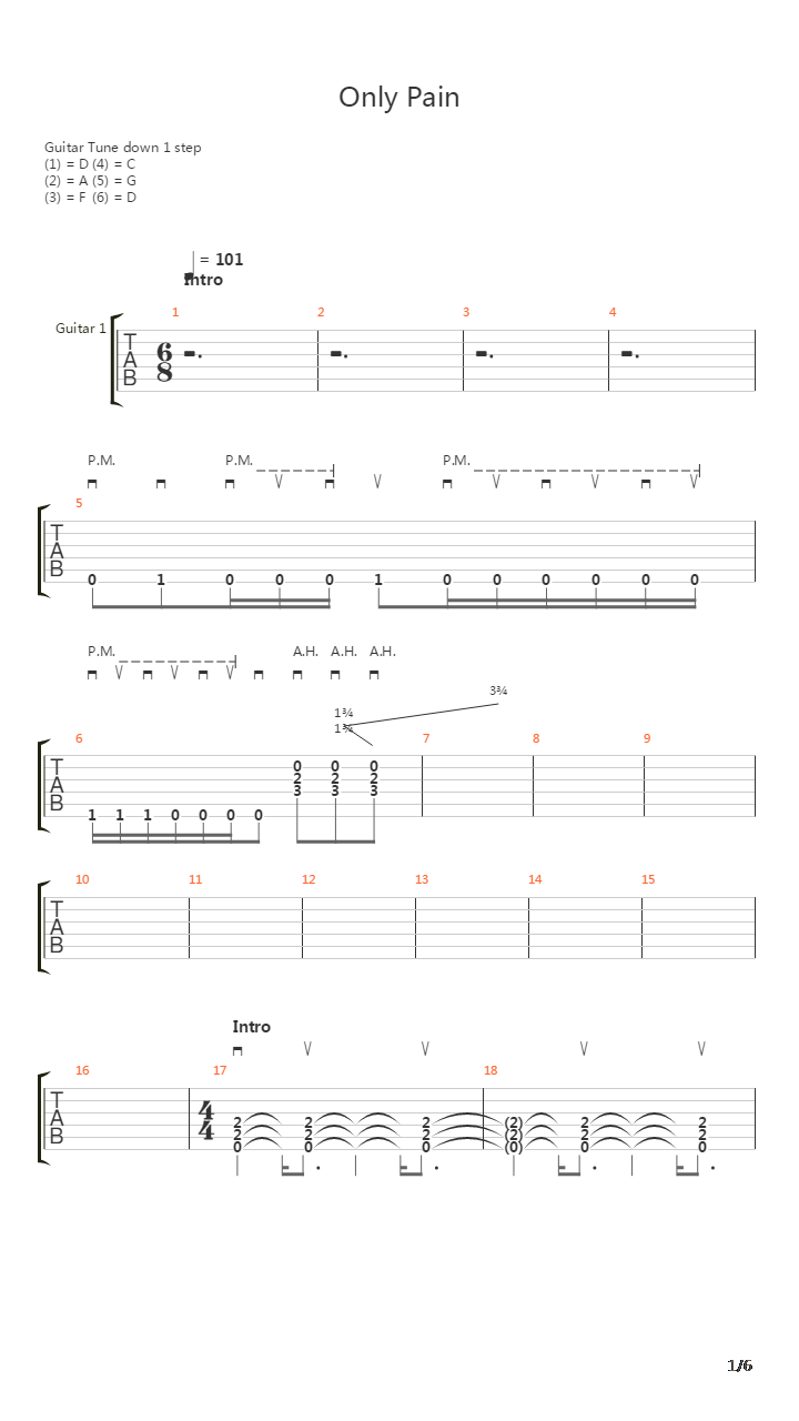 Only Pain吉他谱