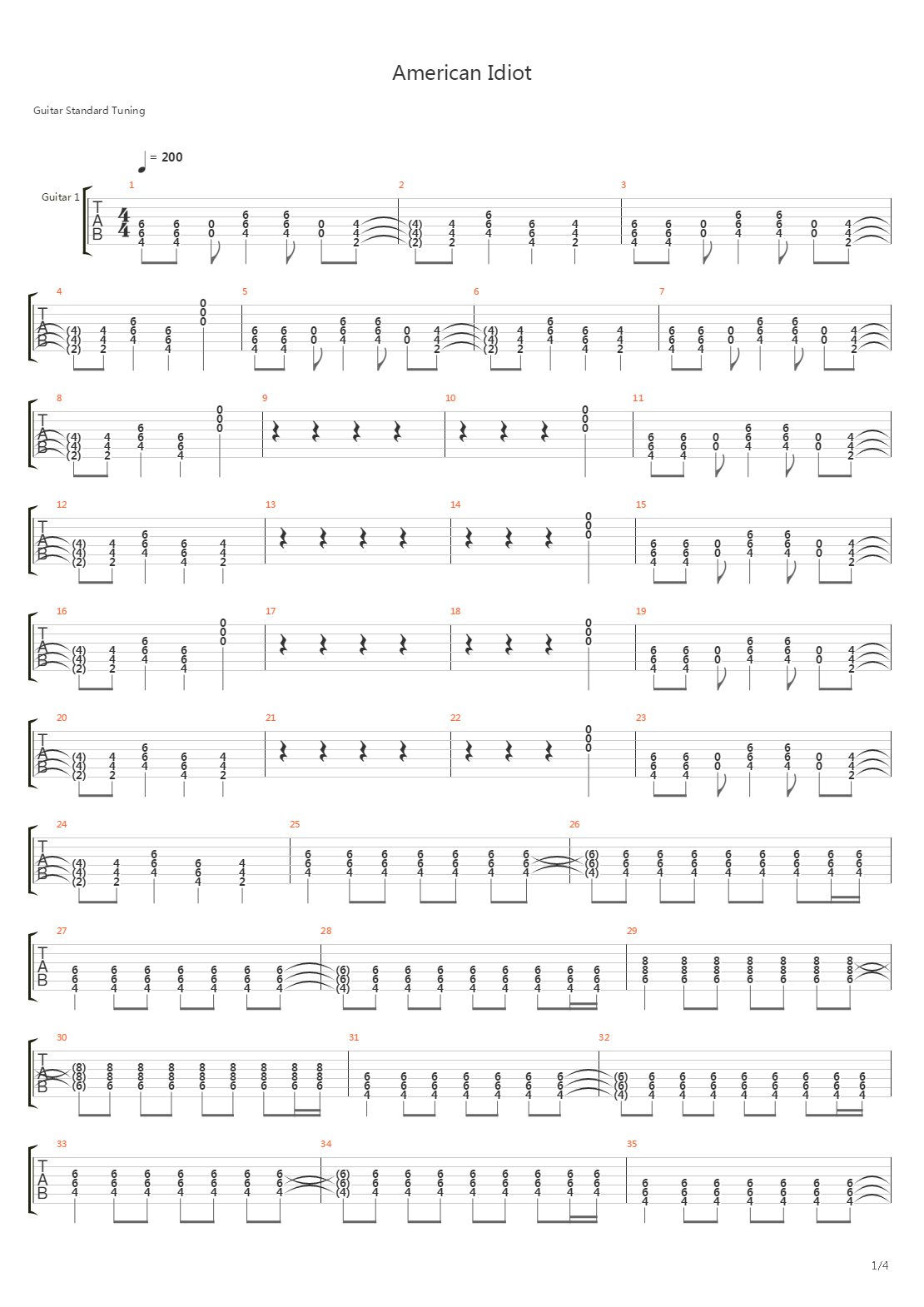 American Idiot吉他谱