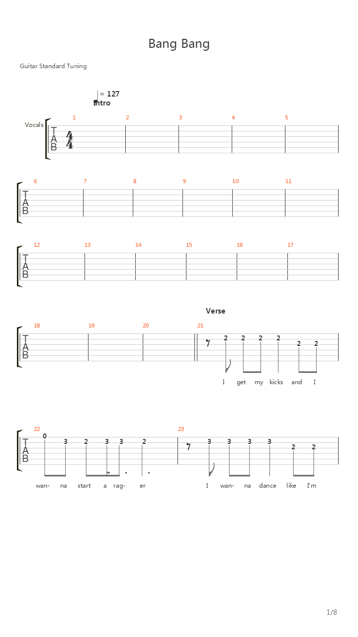 Bang Bang吉他谱