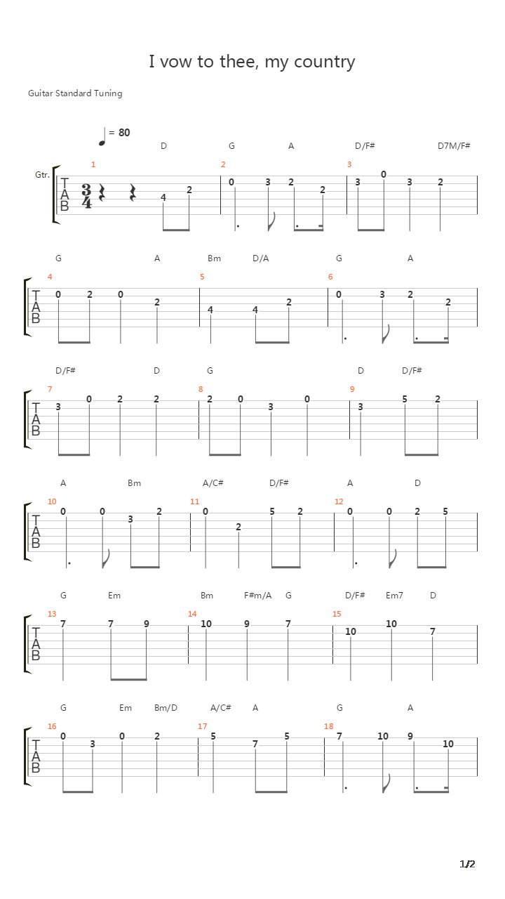 I Vow To Thee My Country吉他谱