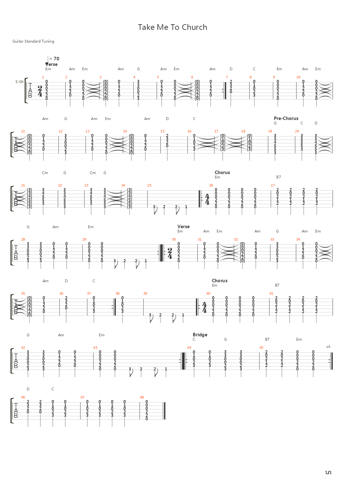 Take Me To Church吉他谱