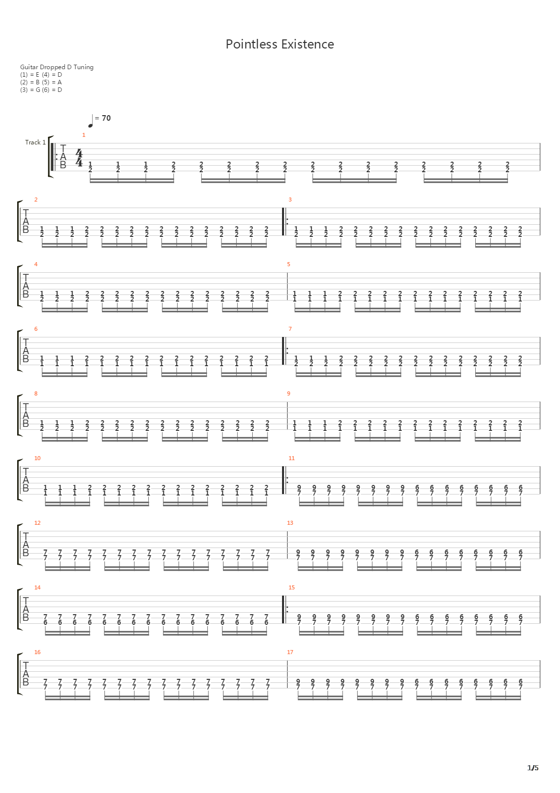 Pointless Existence吉他谱