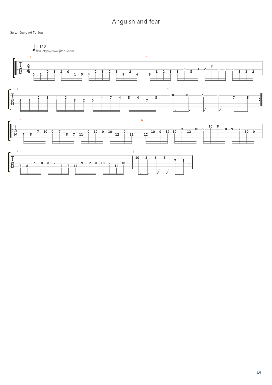 Anguish and fear吉他谱