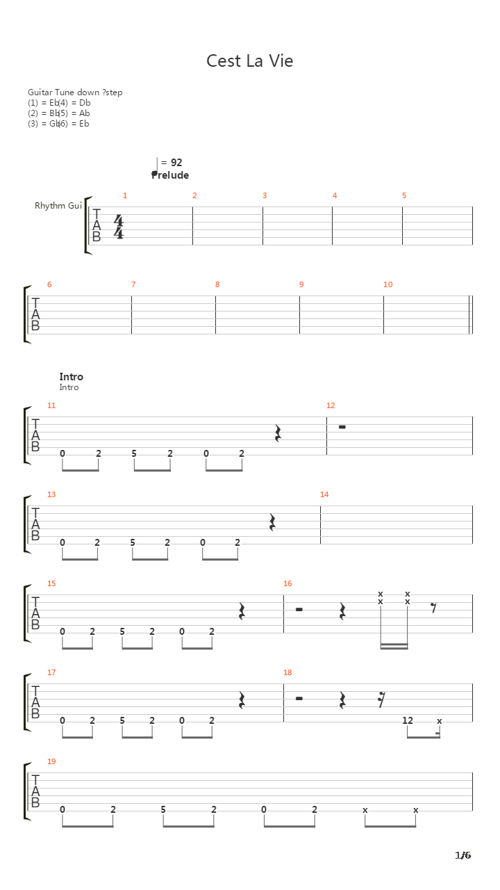 Cest La Vie吉他谱