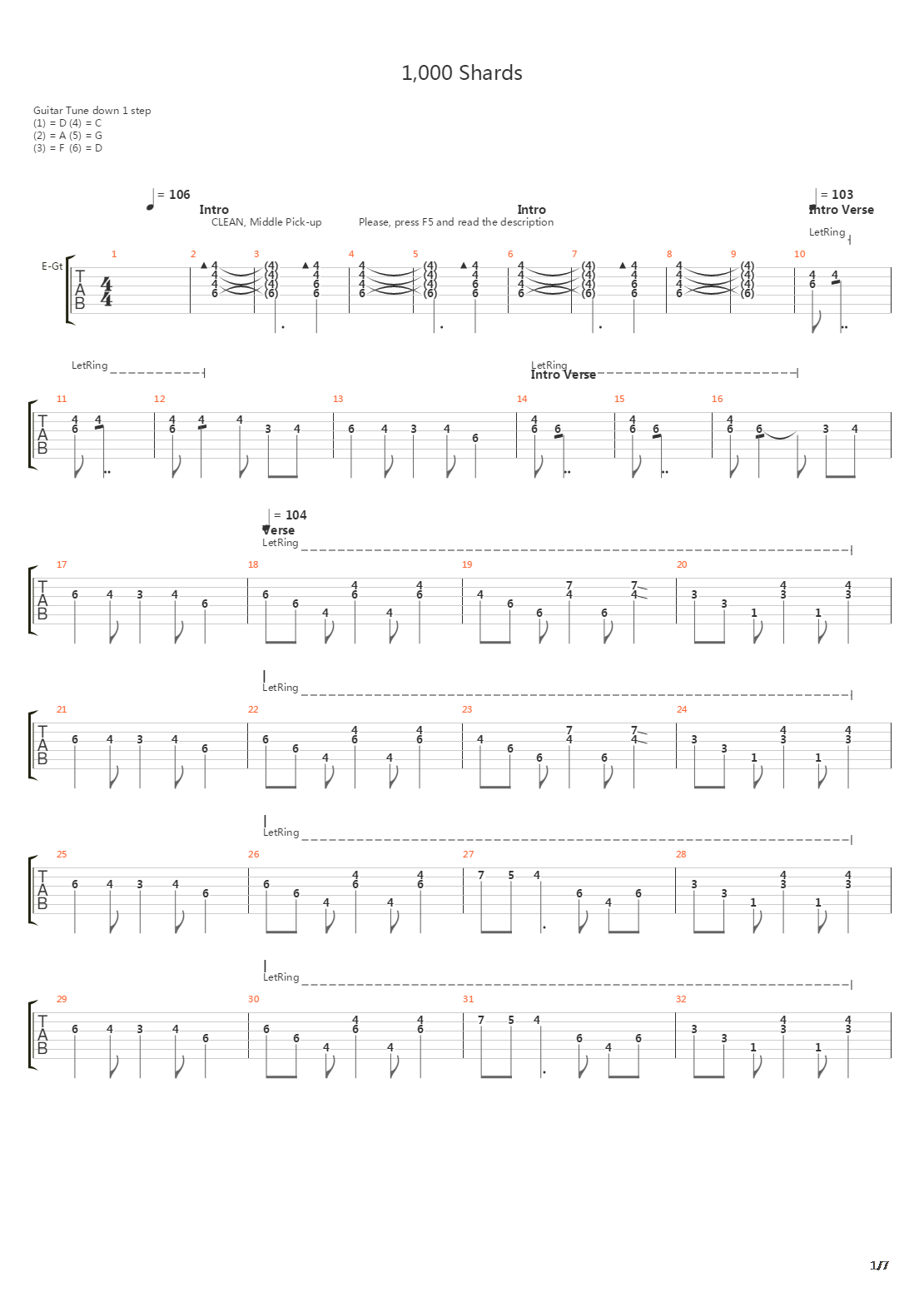 1000 Shards吉他谱