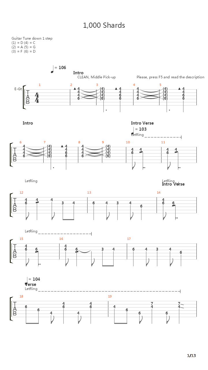 1000 Shards吉他谱