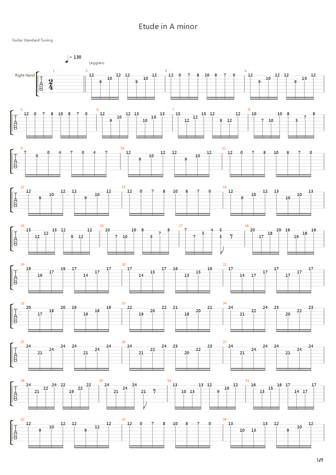 Etude In A Minor Op76 No2吉他谱