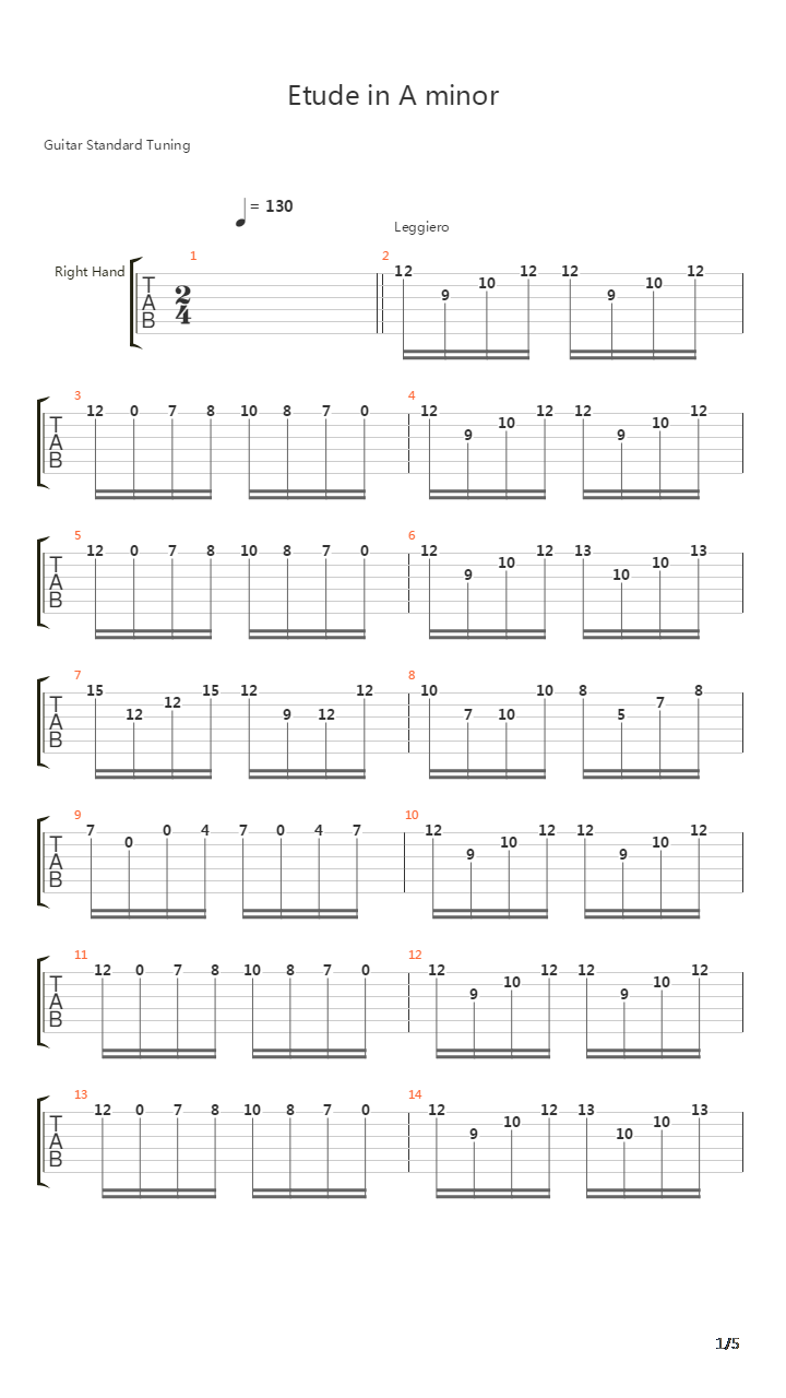 Etude In A Minor Op76 No2吉他谱