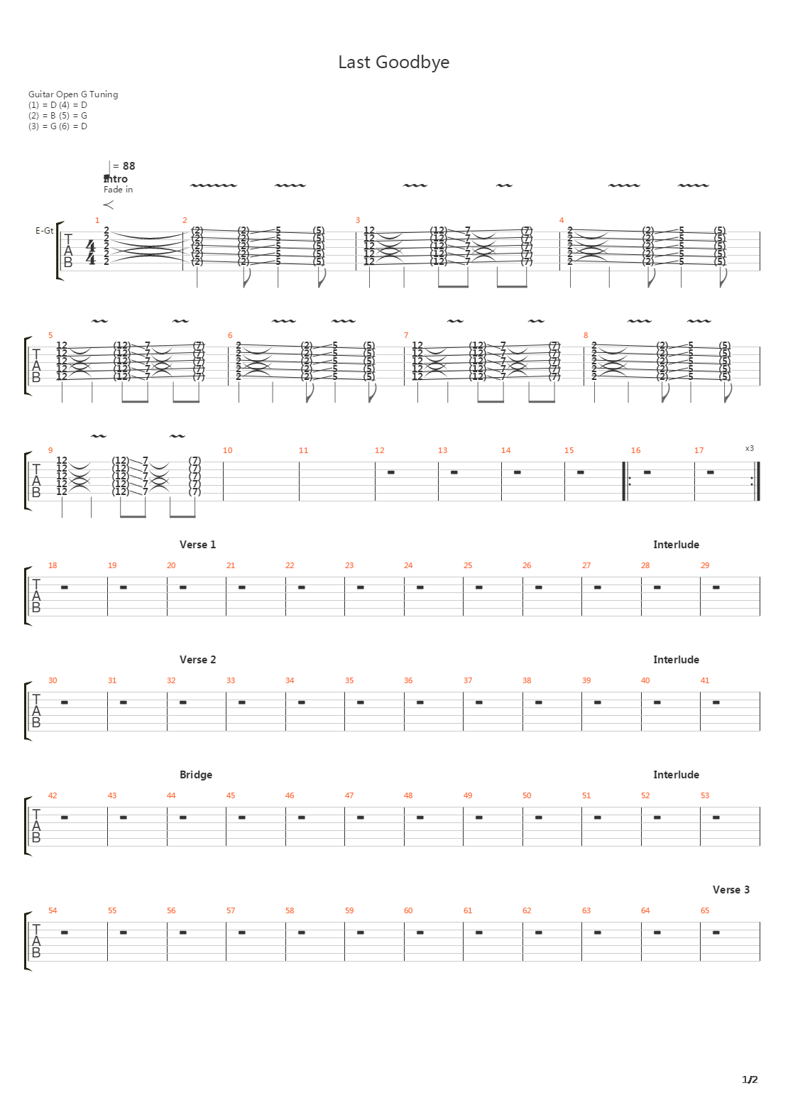 Last Goodbye吉他谱