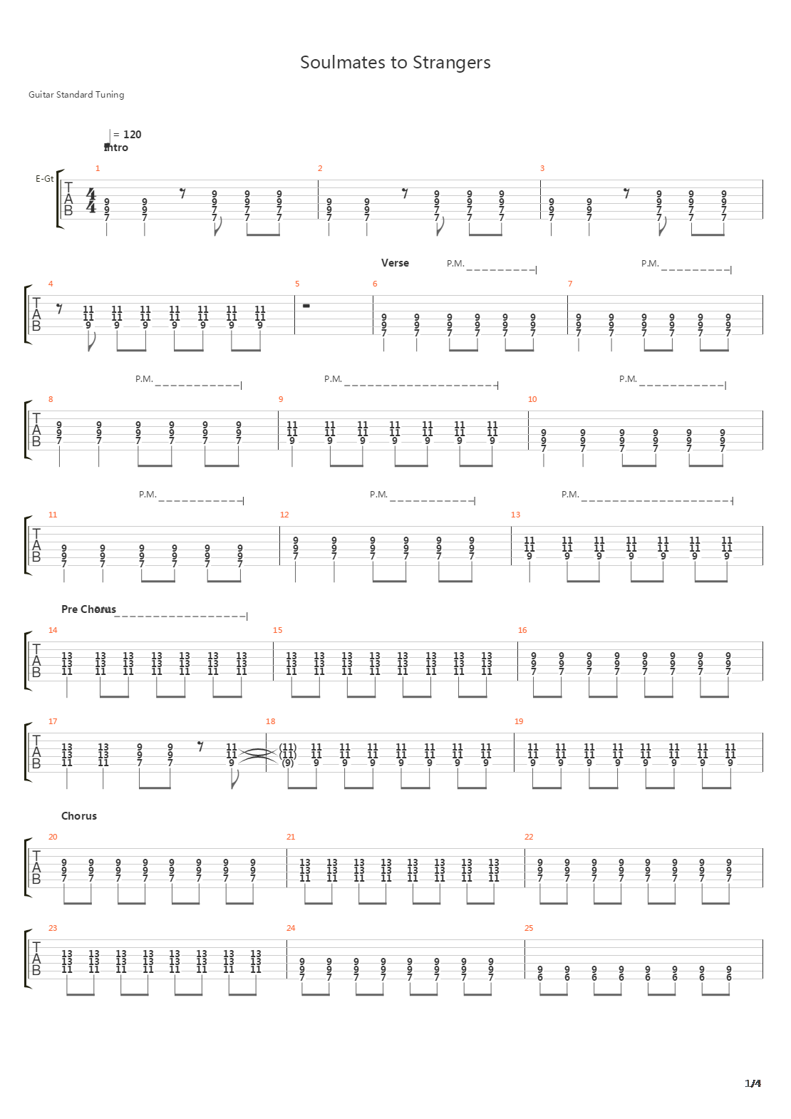 Soulmates To Strangers吉他谱