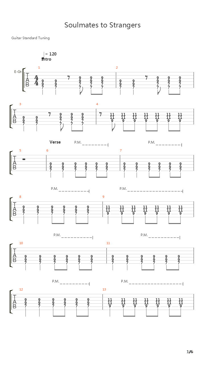 Soulmates To Strangers吉他谱