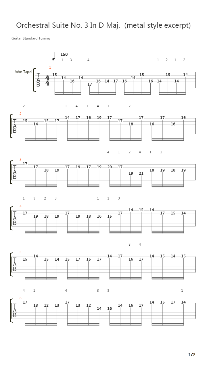 Orchestral Suite No 3 In D Major吉他谱