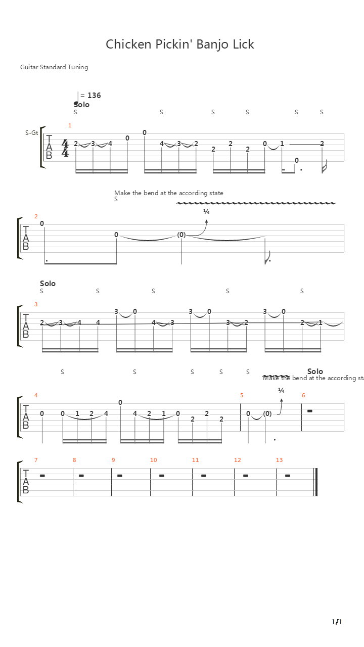 Chicken Picking Banjo Lick吉他谱