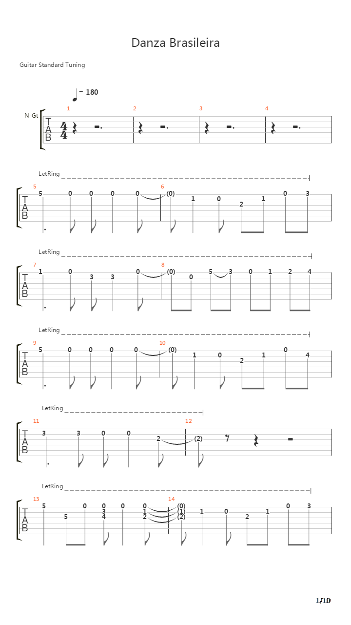 Danza Brasilera吉他谱