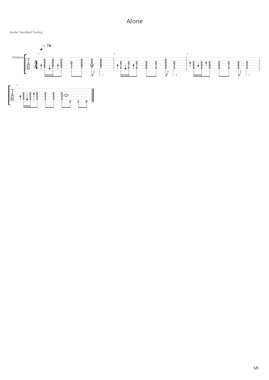 Alone吉他谱