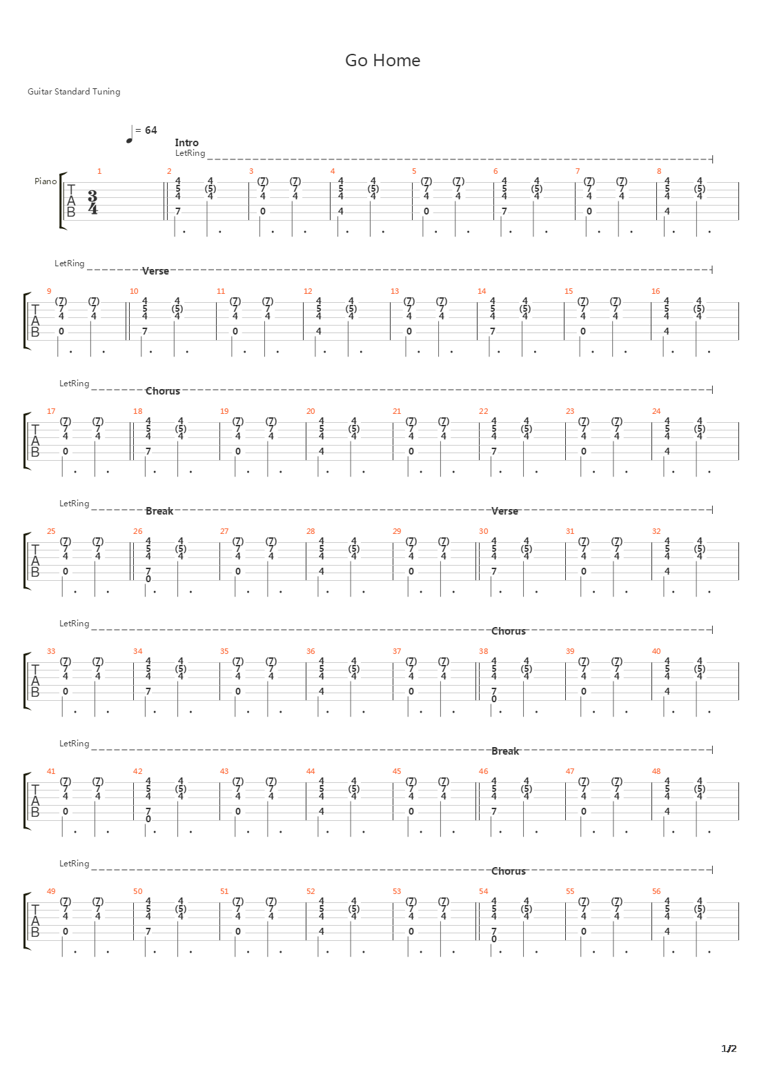 Go Home吉他谱