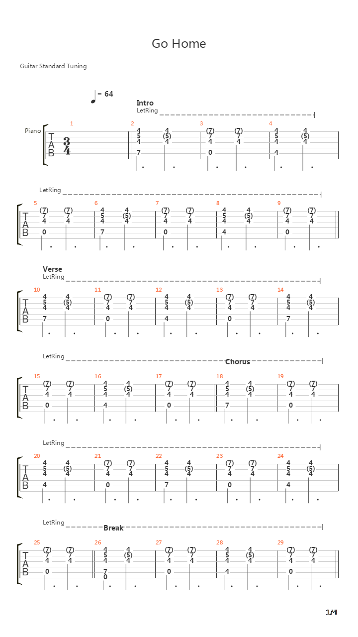 Go Home吉他谱