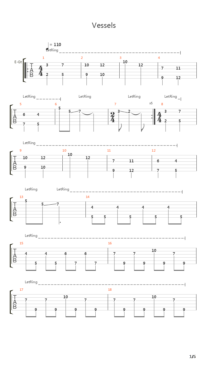 Vessels吉他谱