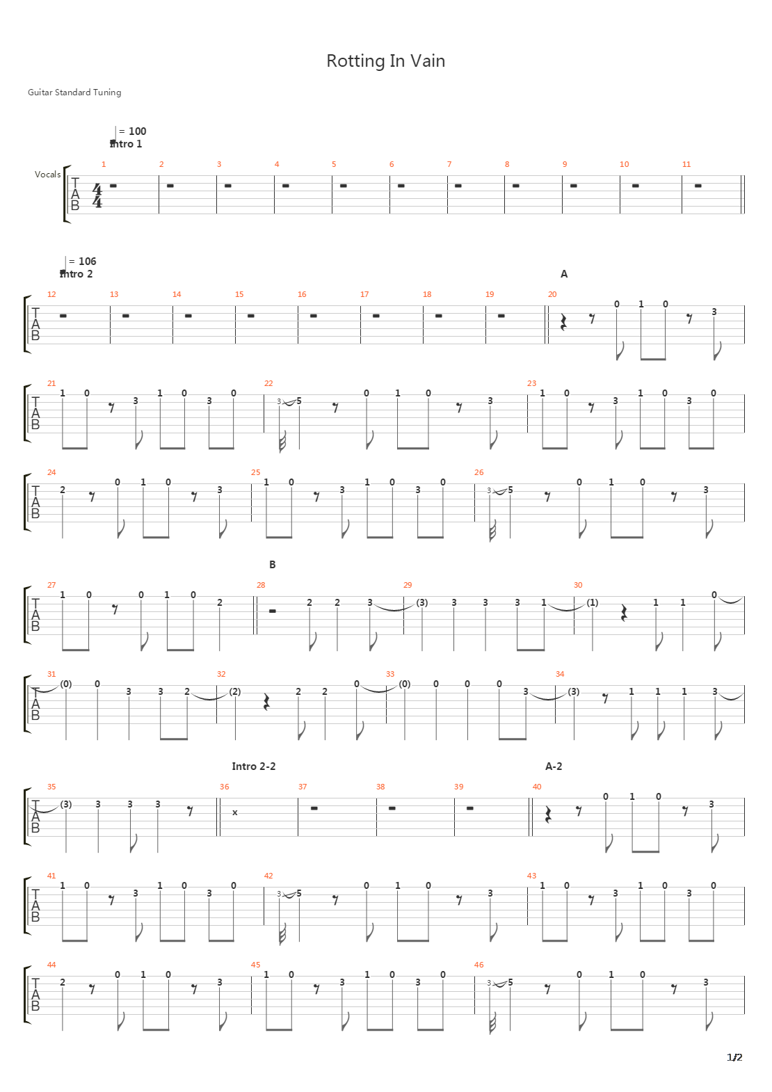 Rotting In Vain吉他谱