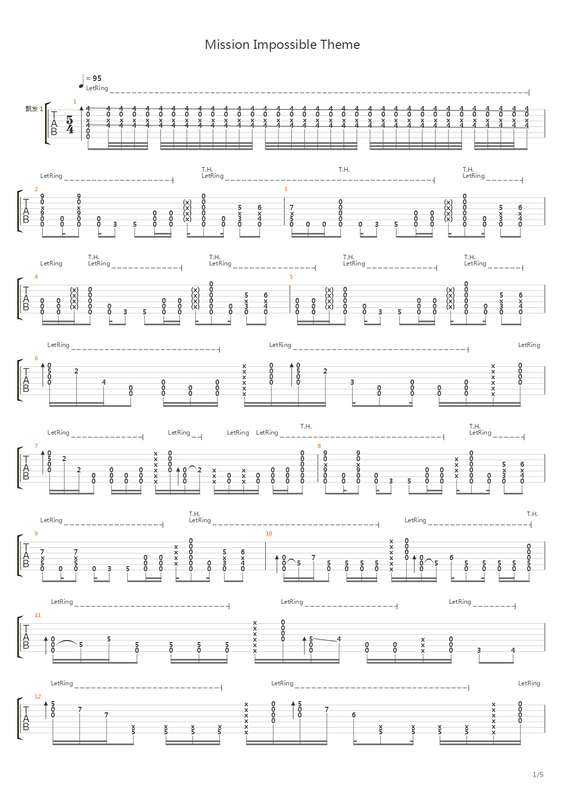 Mission Impossible(碟中碟Theme)吉他谱