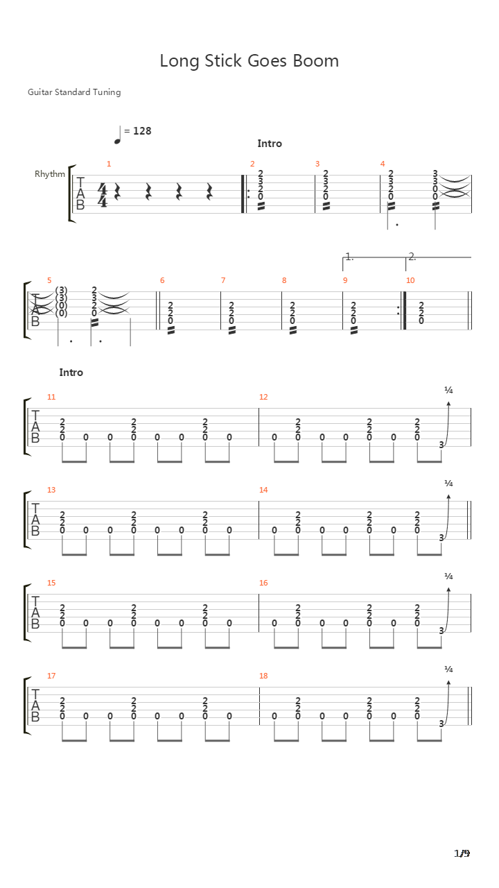 Long Stick Goes Boom吉他谱