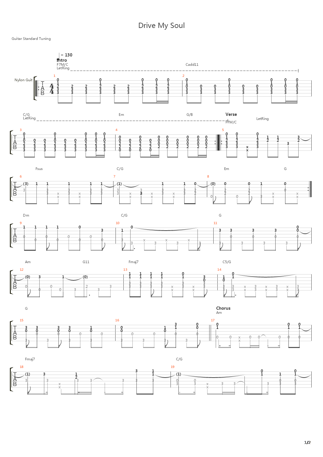 Drive My Soul吉他谱