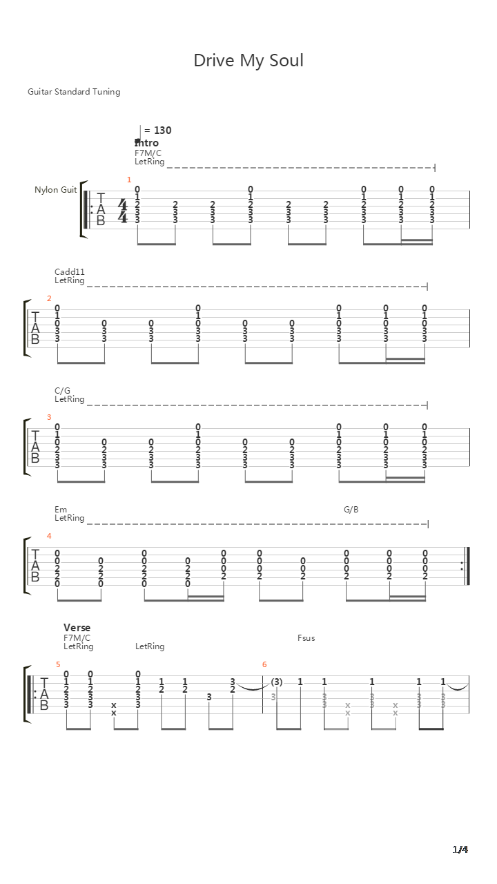 Drive My Soul吉他谱