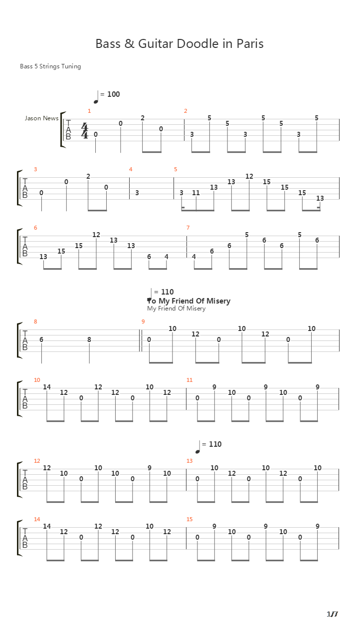 Bass & Guitar Doodle in Paris吉他谱