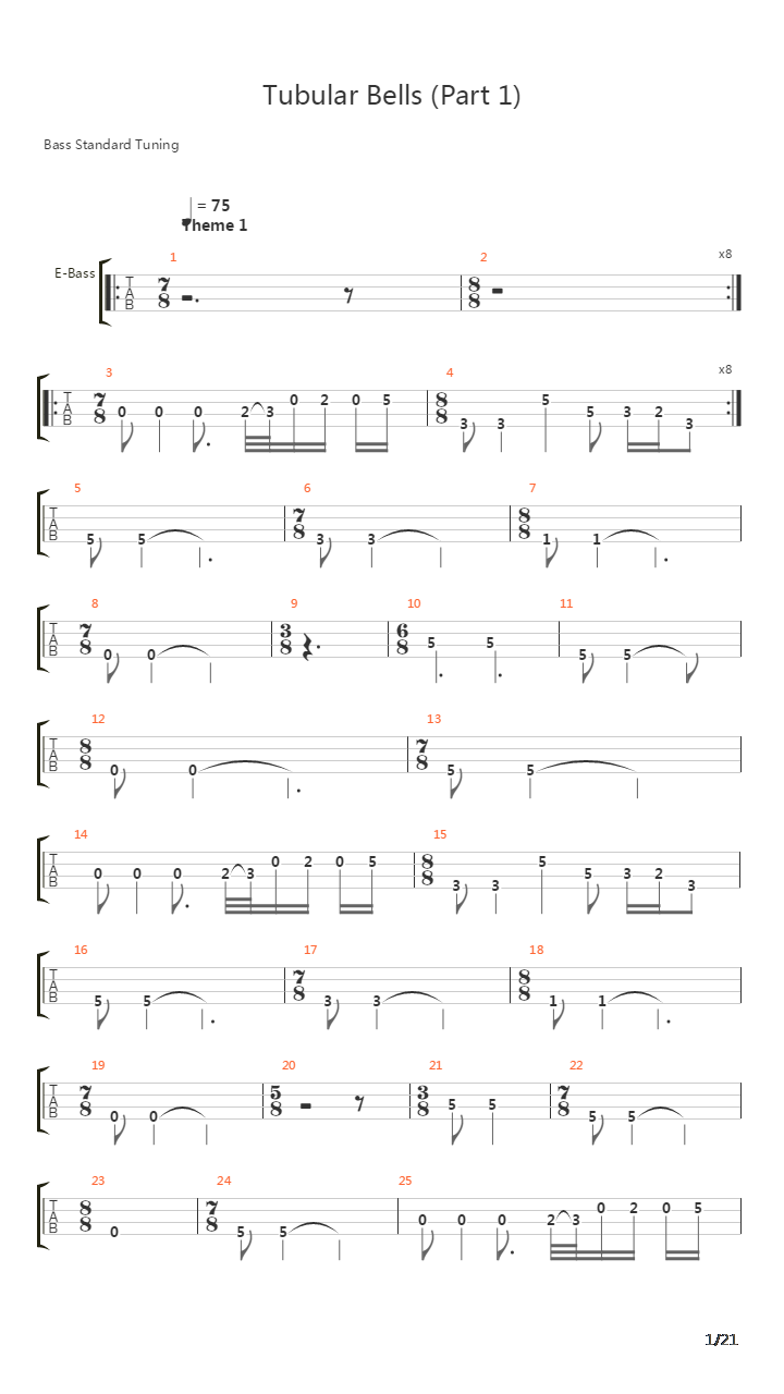 Tubular Bells Part 1吉他谱