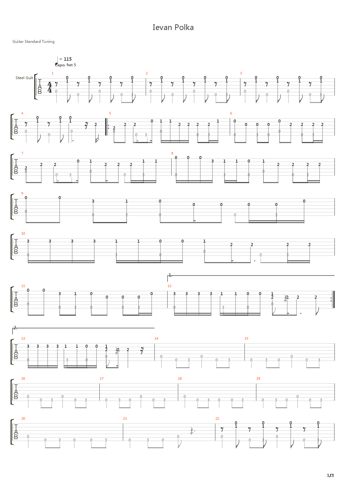 Ievan Polkka吉他谱