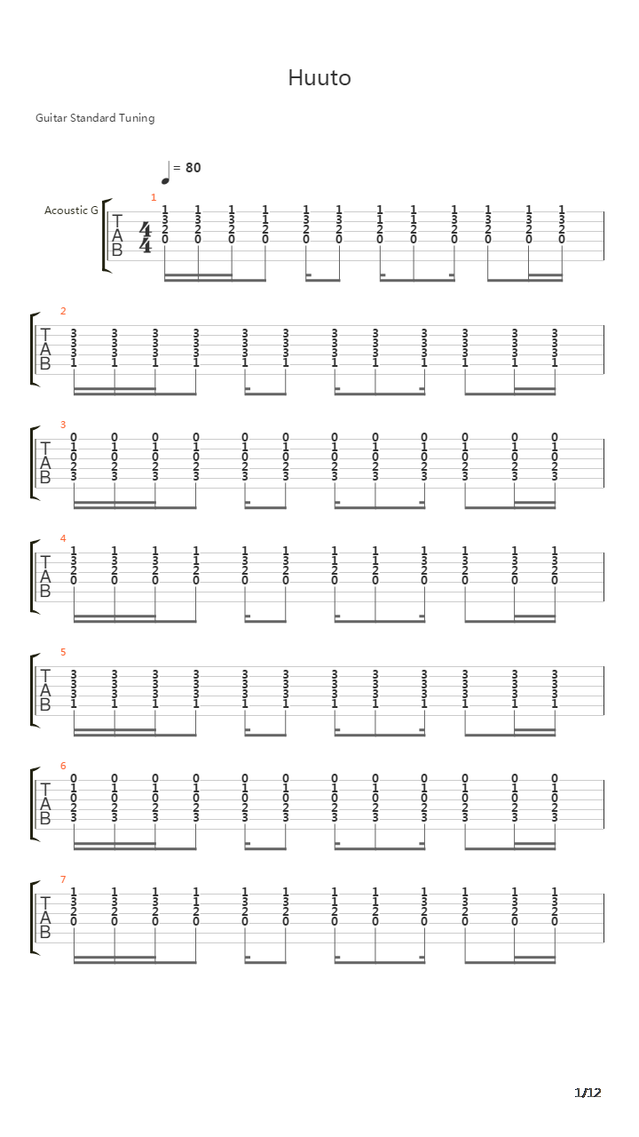Huuto吉他谱