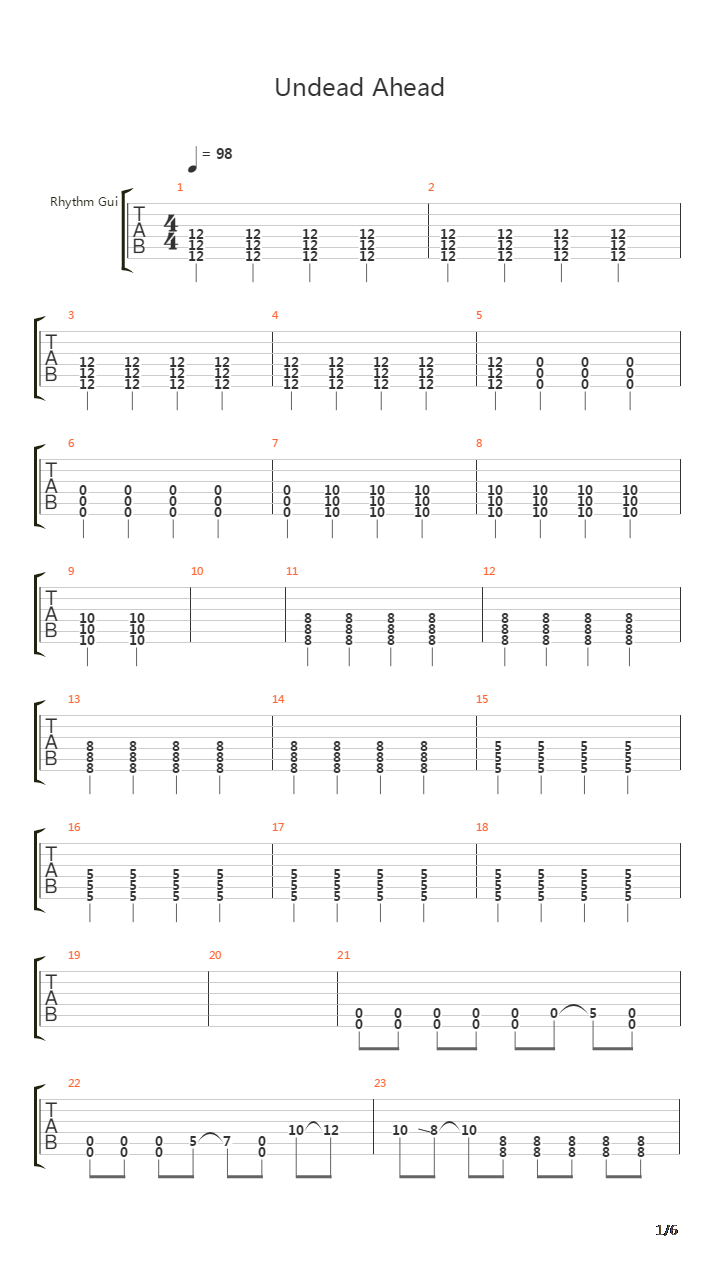 Undead Ahead吉他谱