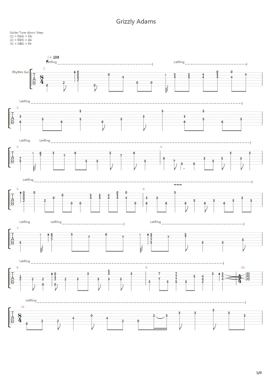 Grizzly Adams吉他谱